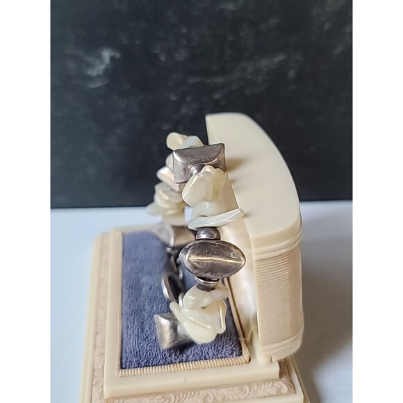 925 Sterling Silver & MOP Beaded Bracelet Vintage Toggle Closure - Picture 7 of 10